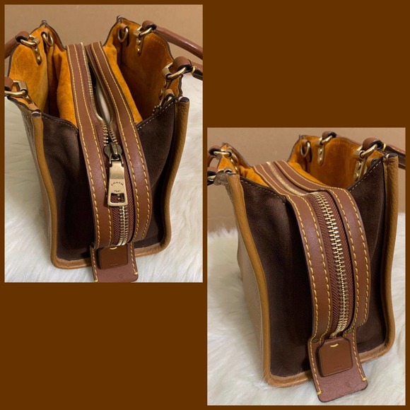 COACH ROGUE 25 Rare Light Saddle Bamboo Leather/Suede 3-way Satchel #21598 C3877 - Picture 3 of 16